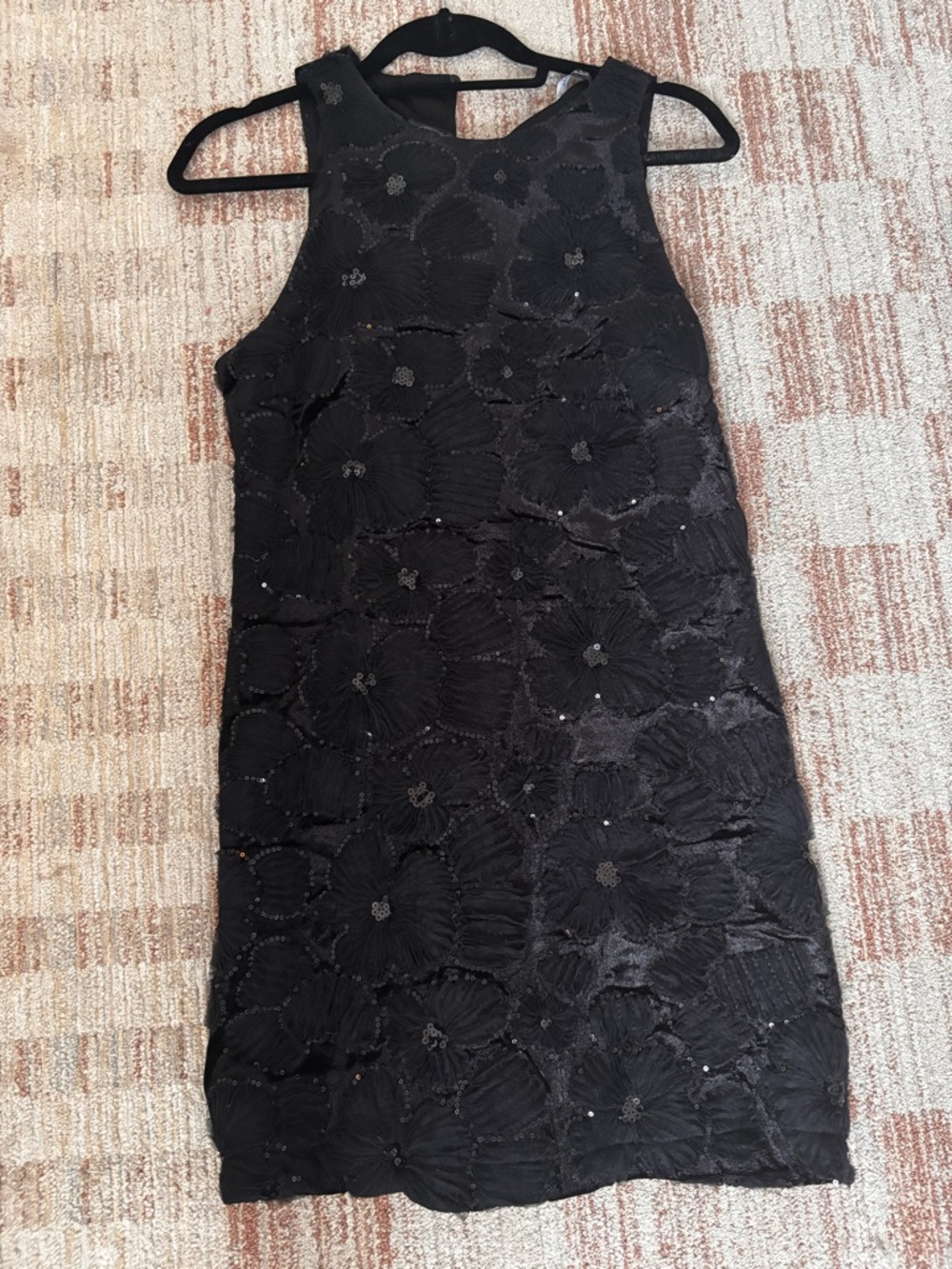 Zara Black Floral Appliqué Mini Dress